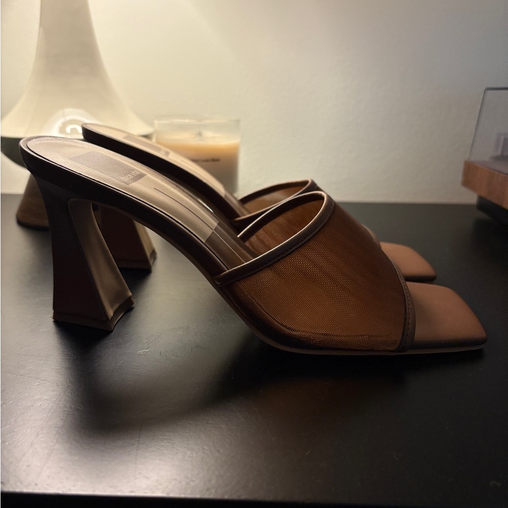 Dolce Vita Brown Square-Toe Slide Mules - Picture 2 of 4